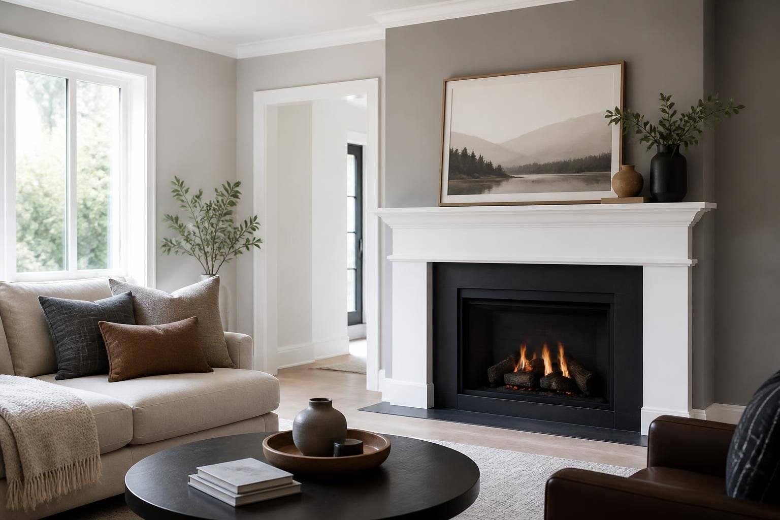 Freshly painted interior living space with crisp trim